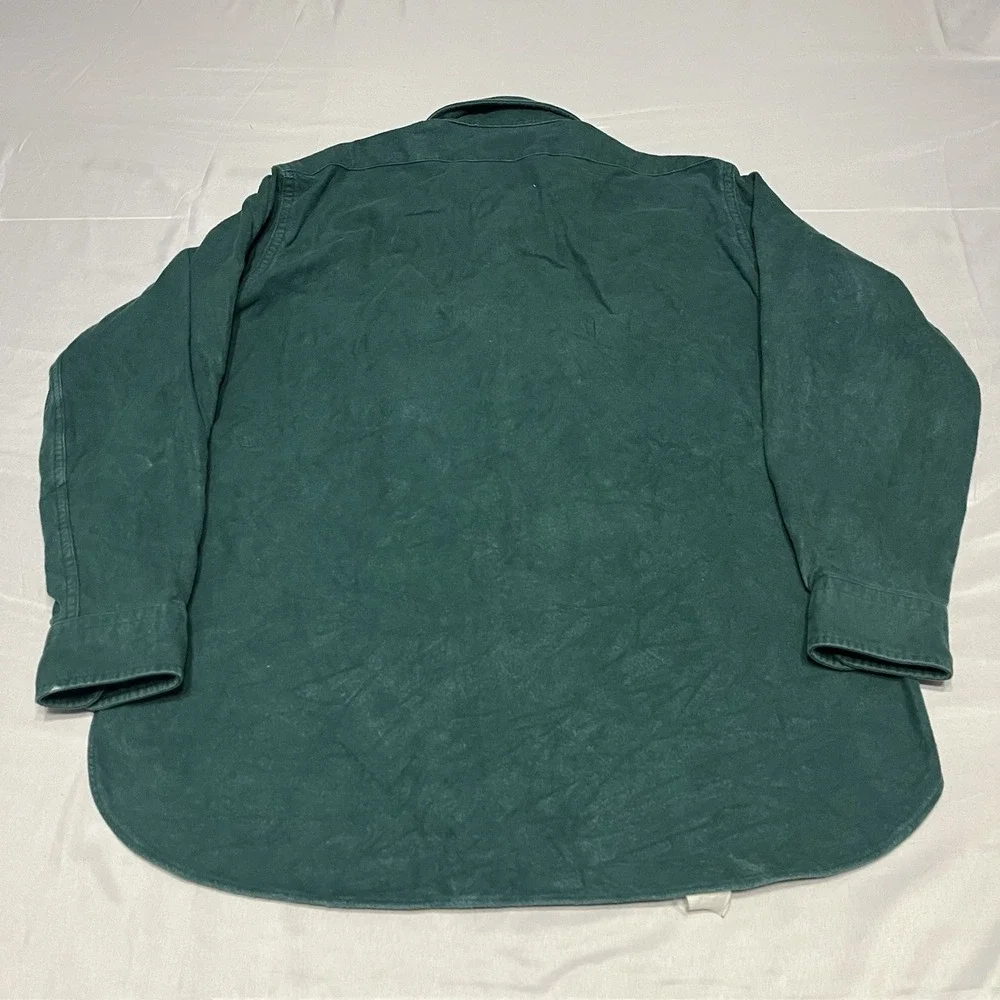 Vintage LL Bean Chamois Cloth Shirt Mens 16.5 Green Deer Cotton Made in USA